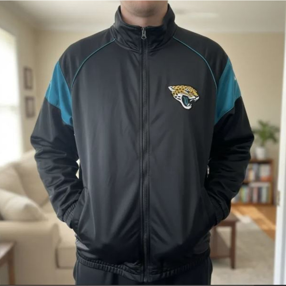 Jacksonville Jaguars Men Black Size XL NFL Team Apparel Track Jacket Full Zip